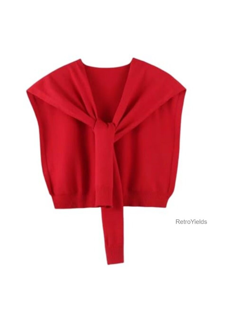 Sweater Knit Shawl Wrap with Sleeves Knotted Poncho Cape